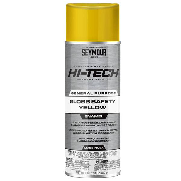 16-116 GLOSS SAFETY YELLOW HI-TECH ENAMEL SPRAY PAINT 16OZ CAN 12 OZ FILL