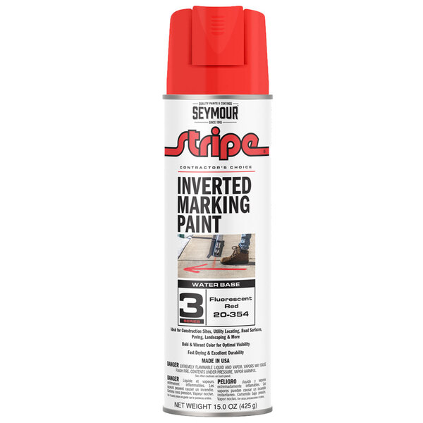 20-354 FLUORESCENT RED STRIPE 3-SERIES INVERTED GROUND MARKING PAINT 20OZ CAN 150Z FILL