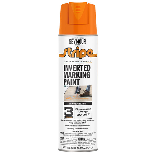 20-357 FLUORESCENT ORANGE STRIPE 3-SERIES INVERTED GROUND MARKING PAINT 20OZ CAN 150Z FILL