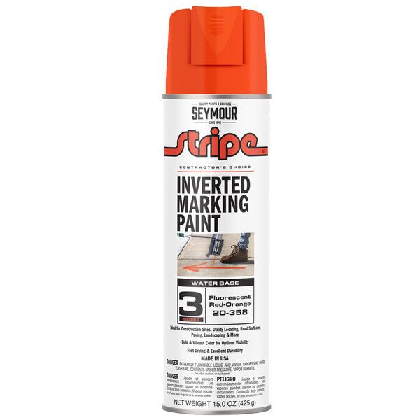 20-358 FLUORESCENT RED-ORANGE STRIPE 3-SERIES INVERTED GROUND MARKING PAINT 20OZ CAN 150Z FILL