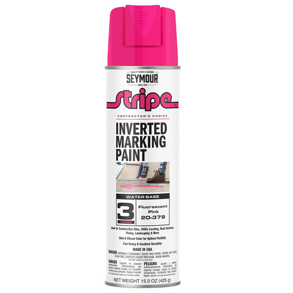 20-379 FLUORESCENT PINK STRIPE 3-SERIES INVERTED GROUND MARKING PAINT 20OZ CAN 150Z FILL