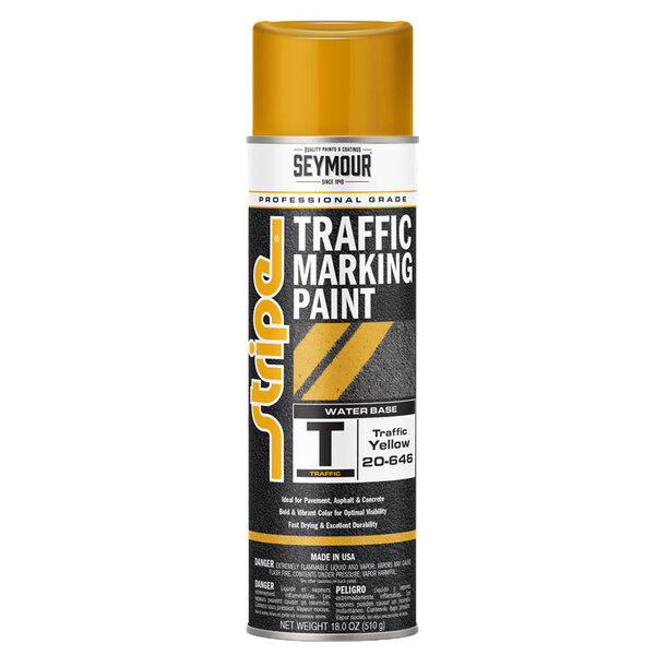 20-646 TRAFFIC YELLOW STRIPE WATER BASE TRAFFIC MARKING PAINT 20OZ CAN 18OZ FILL