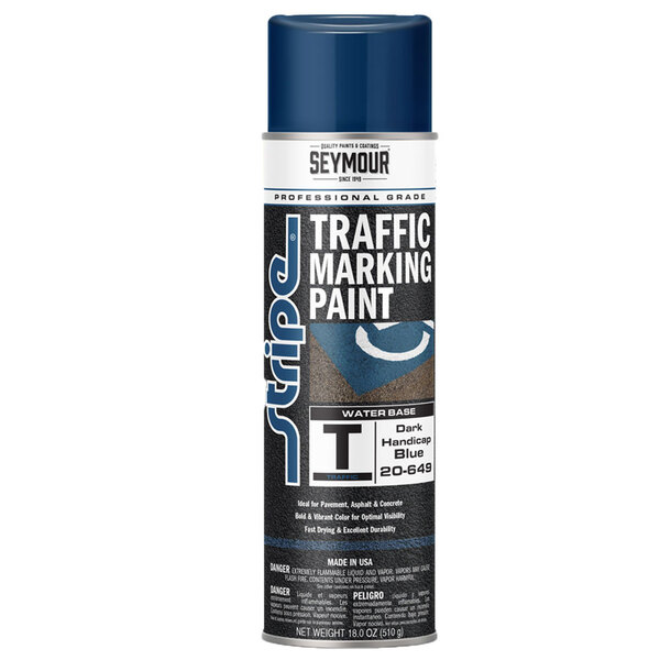 20-649 DARK HANDICAP BLUE STRIPE WATER BASE TRAFFIC MARKING PAINT 20OZ CAN 18OZ FILL