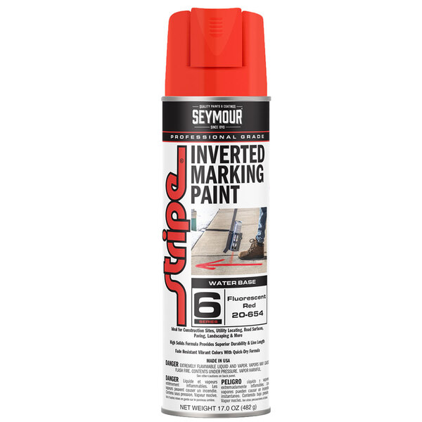 20-654 FLUORESCENT RED STRIPE 6-SERIES INVERTED GROUND MARKING PAINT 20OZ CAN 170Z FILL