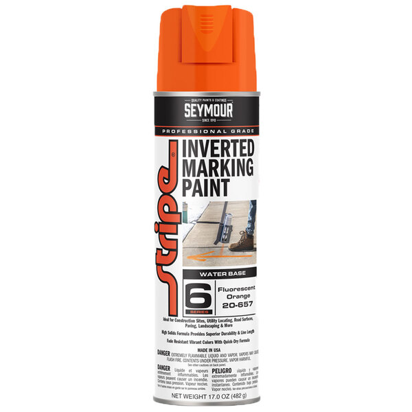 20-657 FLUORESCENT ORANGE STRIPE 6-SERIES INVERTED GROUND MARKING PAINT 20OZ CAN 170Z FILL