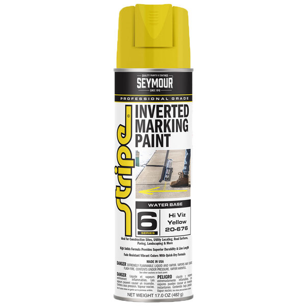 20-676 HI VIZ YELLOW STRIPE 6-SERIES INVERTED GROUND MARKING PAINT 20OZ CAN 170Z FILL