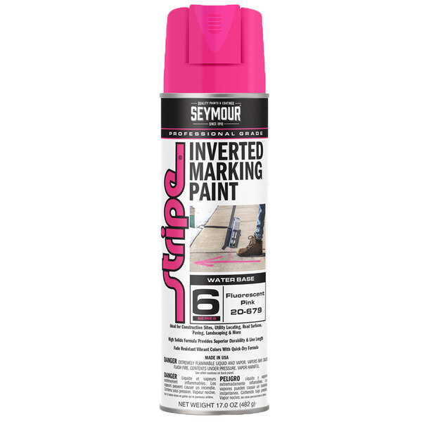 20-679 FLUORESCENT HOT PINK STRIPE 6-SERIES INVERTED GROUND MARKING PAINT 20OZ CAN 170Z FILL