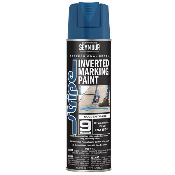 20-953 PRECAUTION BLUE STRIPE 9-SERIES INVERTED GROUND SOLVENT BASE MARKING PAINT 20OZ CAN 170Z FILL