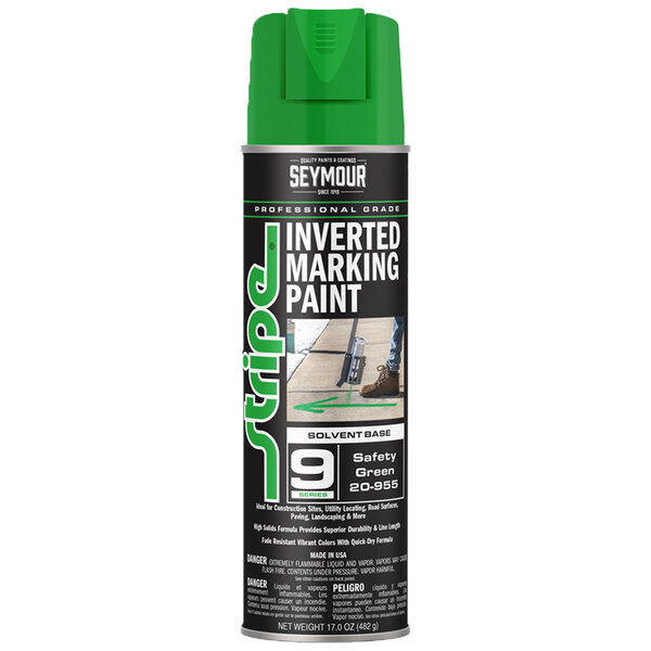 20-955 SAFETY GREEN STRIPE 9-SERIES INVERTED GROUND SOLVENT BASE MARKING PAINT 20OZ CAN 170Z FILL