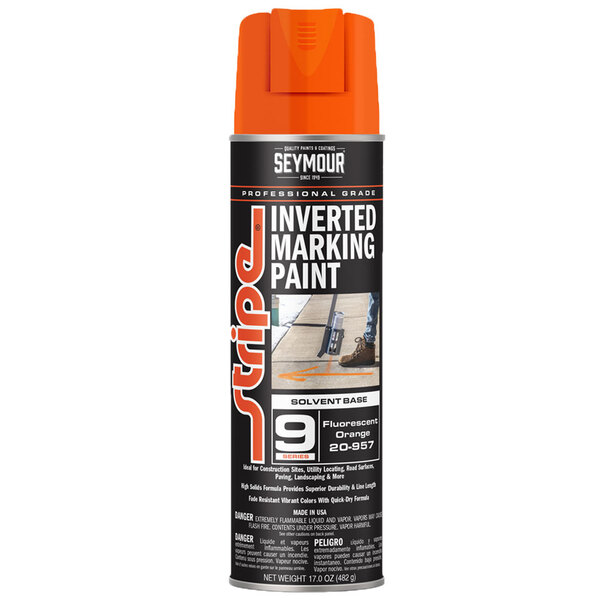 20-957 FLUORESCENT ORANGE STRIPE 9-SERIES INVERTED GROUND SOLVENT BASE MARKING PAINT 20OZ CAN 170Z FILL