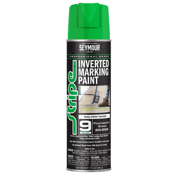 20-968 FLUORESCENT GREEN STRIPE 9-SERIES INVERTED GROUND SOLVENT BASE MARKING PAINT 20OZ CAN 170Z FILL