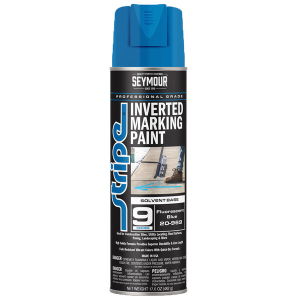 20-969 FLUORESCENT BLUE STRIPE 9-SERIES INVERTED GROUND SOLVENT BASE MARKING PAINT 20OZ CAN 170Z FILL