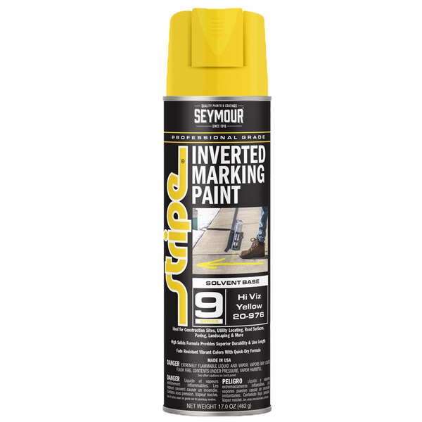 20-976 HI VIZ YELLOW STRIPE 9-SERIES INVERTED GROUND SOLVENT BASE MARKING PAINT 20OZ CAN 170Z FILL