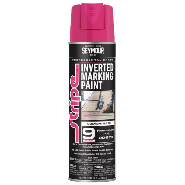 20-979 FLUORESCENT HOT PINK STRIPE 9-SERIES INVERTED GROUND SOLVENT BASE MARKING PAINT 20OZ CAN 170Z FILL