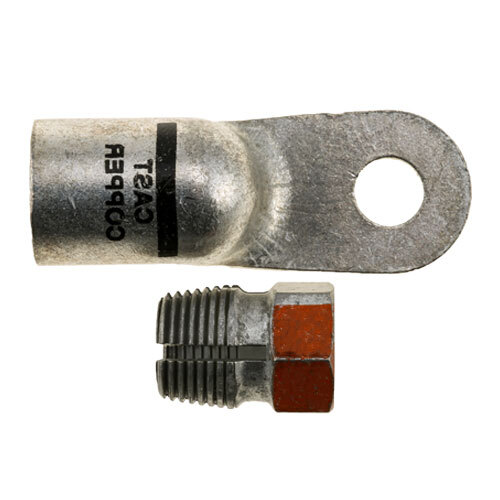 5820F 2/0 AWG TIN COATED COPPER COMPRESSION BATTERY TERMINAL HEAVY WALL LUG WITH 3/8" STUD