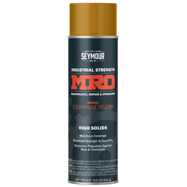 620-1443 NEW EQUIPMENT YELLOW MRO HIGH SOLIDS SPRAY PAINT 20OZ CAN 16OZ FILL