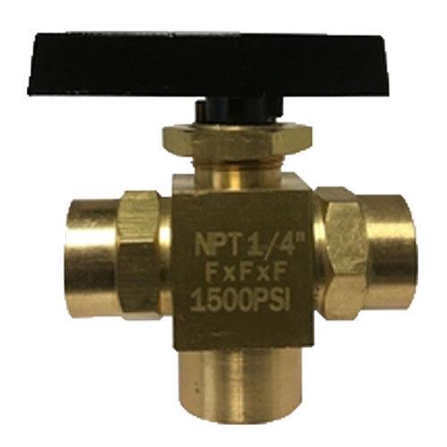 46956 1/4 X 1/4 X 1/4 BRASS 3-WAY PANEL MOUNT BALL VALVE 1500 PSI WOG