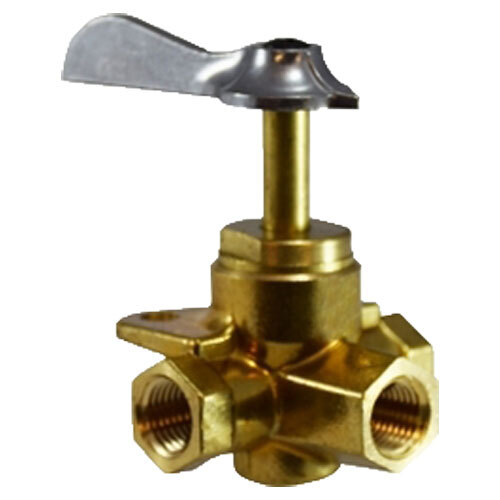 46252 3/8 BRASS GROUND PLUG SHUTOFF COCK WITH CLICK 3-WAY VALVE SIDE OUTLET