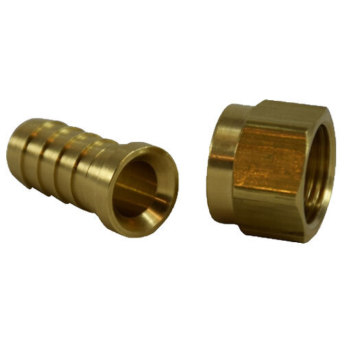 32326 3/16 X 3/16 BRASS HOSE BARB 45 DEGREE FEMALE HEX FLARE SWIVEL