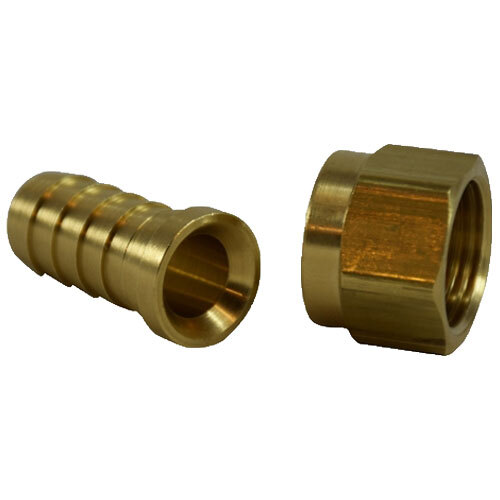 32394 5/8 X 5/8 BRASS HOSE BARB DUAL 45 DEGREE/37 DEGREE FEMALE HEX FLARE SWIVEL