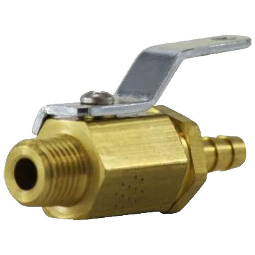 46986 5/16 X 1/4 BRASS MINIATURE BALL VALVE W/ STAINLESS STEEL HANDLE AND NUT  HOSE BARB X MALE PIPE