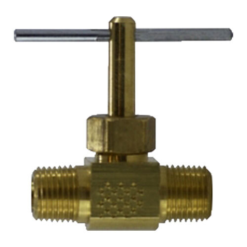 46051 1/4 X 1/4 BRASS NEEDLE VALVE PIN HANDLE MALE PIPE X MALE PIPE