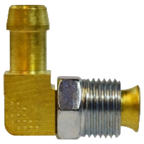 38873 5/16 X 5/16 BRASS WELDED HOSE FITTING INVERTED FLARE MALE 90 DEGREE MALE SWIVEL ELBOW