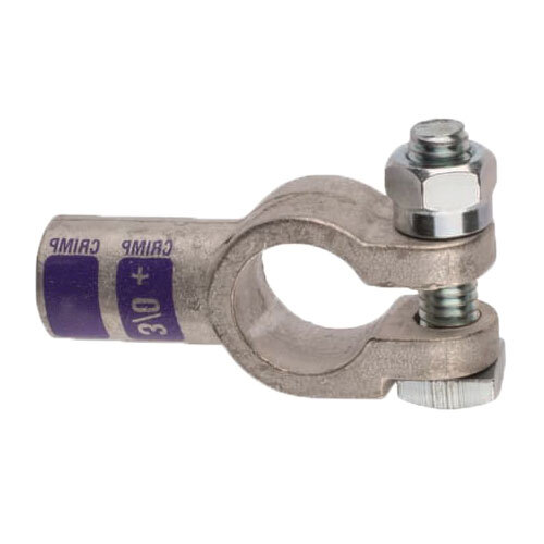 C2114T 3/0 AWG TIN COATED COPPER BATTERY TERMINAL STRAIGHT CLAMP POSITIVE PURPLE COLOR CODE