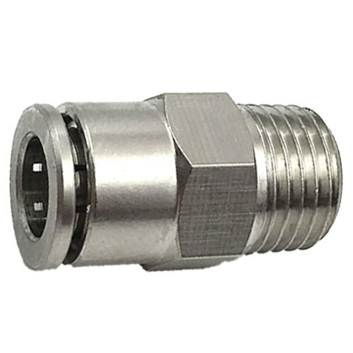 20047NIC 1/8 X 10-32 NICKEL PLATED BRASS MALE ADAPTER WITH NICKEL COLLET