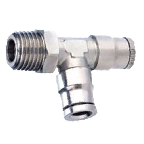 20162NIC 1/4 X 1/8 NICKEL PLATED BRASS SWIVEL MALE RUN TEE WITH NICKEL COLLET