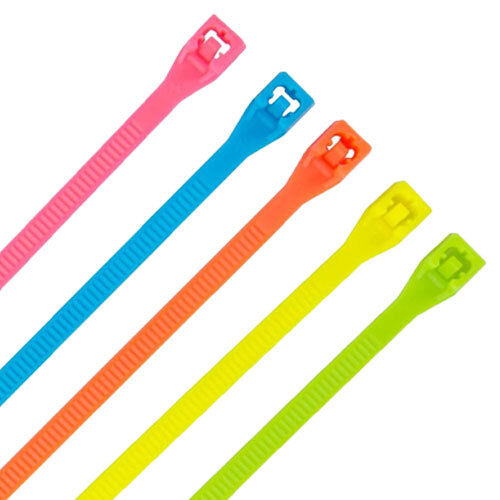 PAK-8-FL 8 NEON NYLON 50LB CABLE TIE KIT; 20 PIECES/EA NEON BLUE, GREEN, ORANGE, YELLOW, PINK 100/PACK