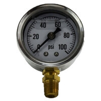 1 1/2 FACE PNEUMATIC LIQUID FILLED GAUGE STAINLESS STEEL CASE 1/8 NPT LOWER MOUNT 0-15 PSI