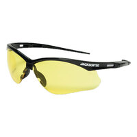 NEMESIS SAFETY GLASSES AMBER POLYCARBONATE LENS SCRATCH-RESISTANT BLACK FRAME