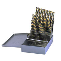 60 PIECE HSS BLACK & GOLD 135 DEGREE SPLIT POINT JOBBER LENGTH DRILL BIT INDEX