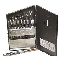 21 PIECE TYPE 240-UB HSS BLACK & GOLD PREMIUM 135 DEGREE SPLIT POINT JOBBER LENGTH DRILL BIT INDEX