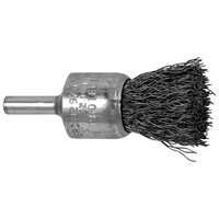 3/4 X .014 CARBON STEEL CRIMPED SHANK MOUNTED WIRE END BRUSH 1/4 SHANK