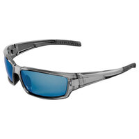 MAKI SAFETY GLASSES BLUE MIRROR POLARIZED LENS SILVER INLAY FRAME