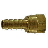 3/8 X 3/8 BRASS HOSE BARB 45 DEGREE FEMALE CRIMP STYLE FLARE SWIVEL