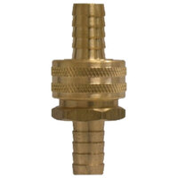 1/2 BRASS GARDEN HOSE BARB COUPLING SET SHORT SHANK WITH KNURLED NUT