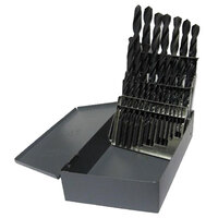 25 PIECE HSS BLACK OXIDE JOBBER LENGTH DRILL BIT SET, D/AN, 1.00MM - 13.00MM