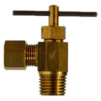 1/4 X 1/8 LEAD-FREE BRASS NEEDLE VALVE COMP X MIP ANGLE