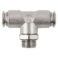 1/8 X 1/8 NICKEL PLATED BRASS SWIVEL MALE BRANCH TEE WITH NICKEL COLLET