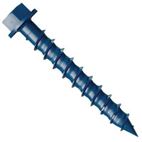 1/4 x 1 1/4 Blue Ceramic Finish Steel Phillips Drive Hex Washer Head Diamond Point Concrete Screw