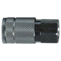 1/4 X 1/4 ZINC FINISH STEEL PNEUMATIC AUTOMOTIVE/PARKER INTERCHANGE (TRU-FLATE) FEMALE COUPLER