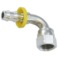 1/4 X 1/4 ZINC FINISH STEEL PUSH-ON HOSE BARB SAE/JIC DUAL 45 DEGREE/ 37 DEGREE FEMALE SWIVEL